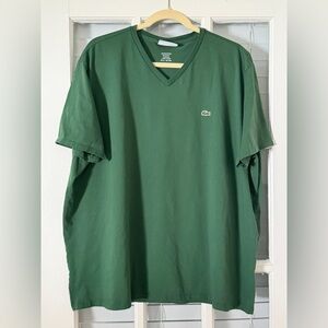 LACOSTE Men's 4XL Green V-Neck Pima Cotton Regular Fit T-Shirt